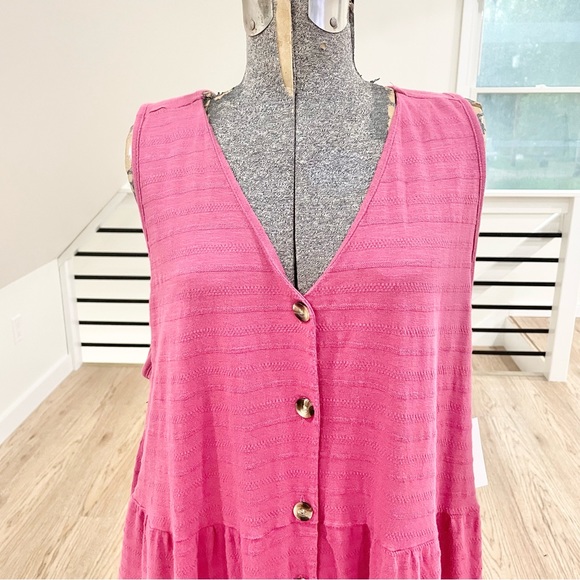 NWT XXL Sleeveless button down, tiered knit purple dress - Picture 4 of 7